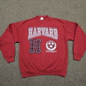 VTG Harvard Sweatshirt Mens S/M Red Crewneck USA Made Ivy League Y2K